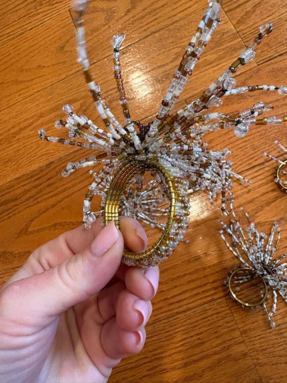 Vintage Beaded Starburst Napkin Rings Set of 5 Spider Burst Pier 1